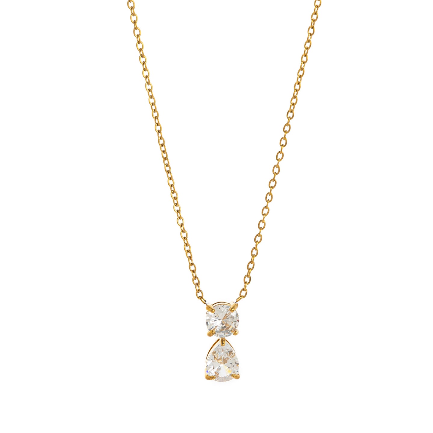 Titanium Steel 12 Birthstones High Color Retention Plated 18K Gold Necklace